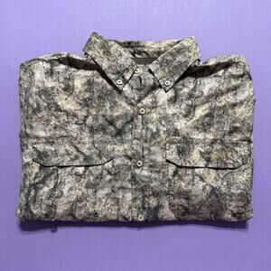Heybo Outdoors Long Sleeve Woodland Camo Shirt Bottom Up Size Men Small